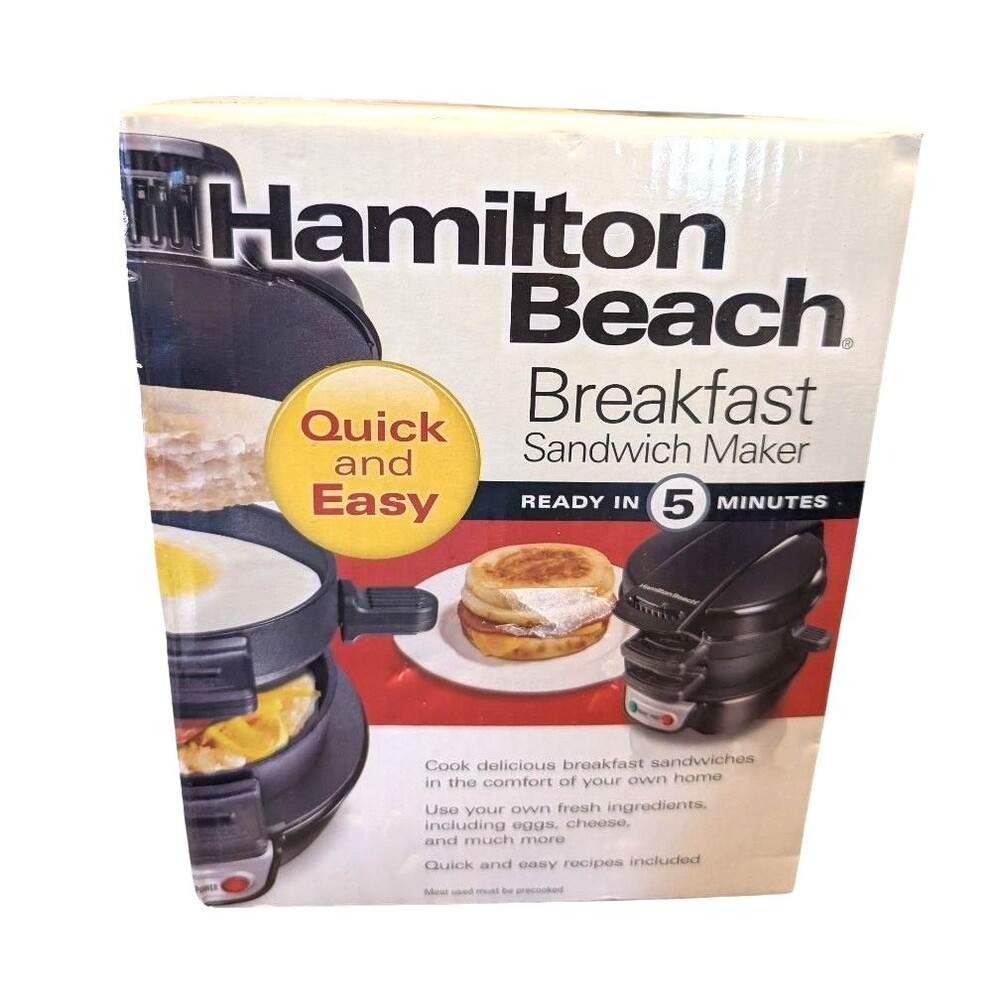 Hamilton Beach Breakfast Sandwich Maker Black Quick Easy Ready in 5 Minutes NIB